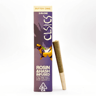 CLSICS Trifecta 1.2g Rosin Hash Preroll Hybrid Butter Cake