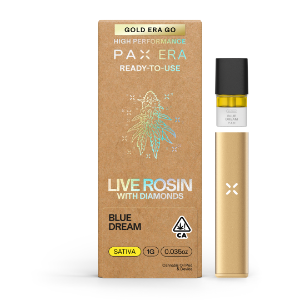 A photograph of PAX Live Rosin Ready to Use 1g Pod Sativa Blue Dream