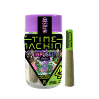 A photograph of Time Machine Infused Preroll 5pk Indica Strawberry Kush