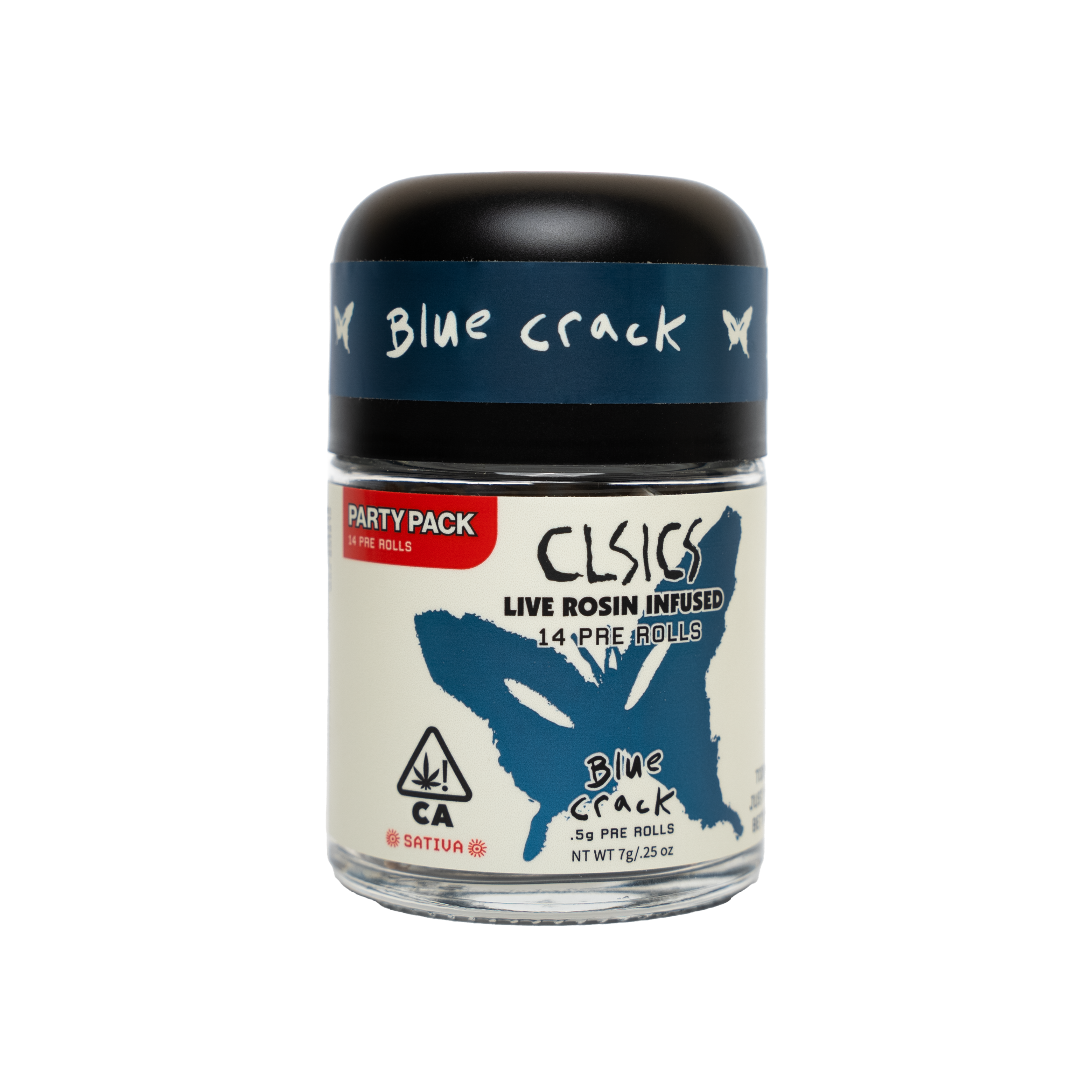 A photograph of CLSICS Rosin Preroll 14pk Sativa Blue Crack