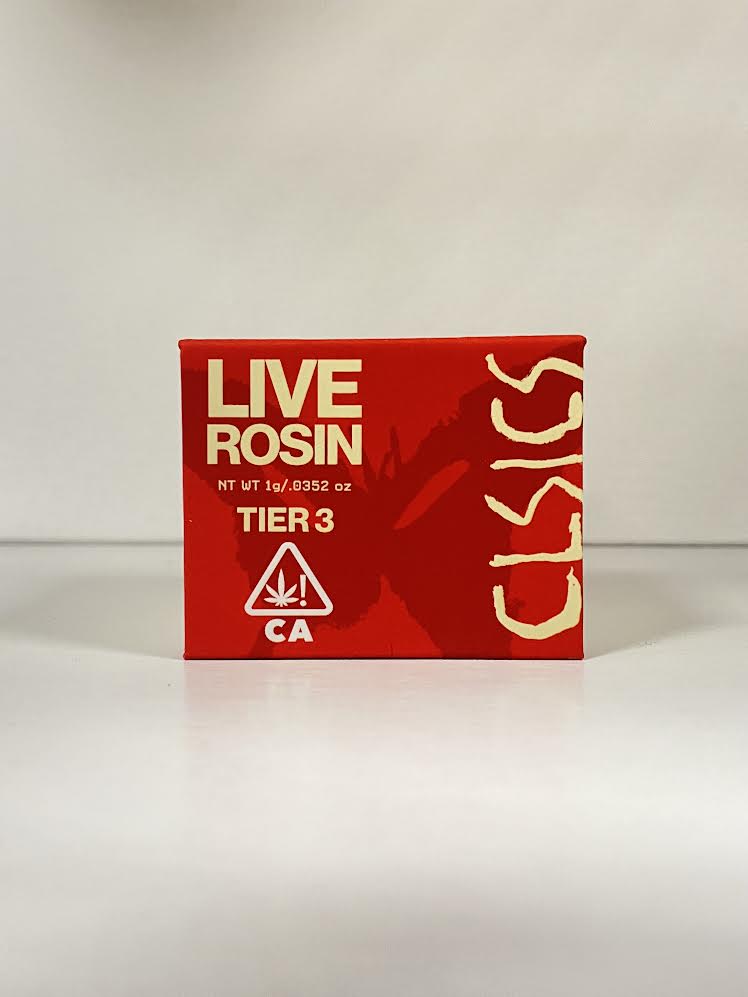 A photograph of CLSICS Tier 3 Live Rosin 1g Sativa Tropicana Cherry