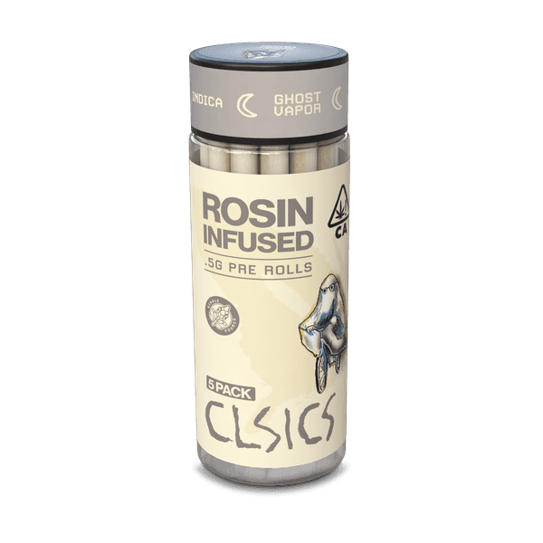 A photograph of CLSICS Rosin Preroll 5pk .5g Indica Ghost Vapor