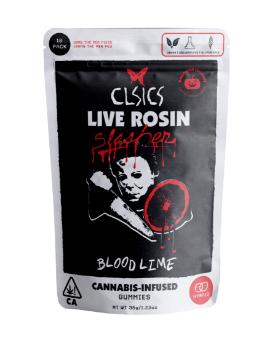 A photograph of CLSICS Live Rosin Gummies Hybrid Blood Lime / Slasher