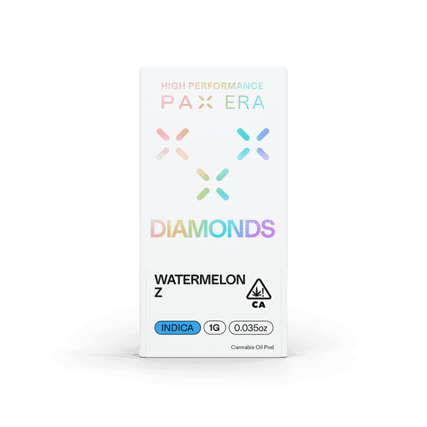 A photograph of PAX Diamonds Pod 1g Indica Watermelon Z