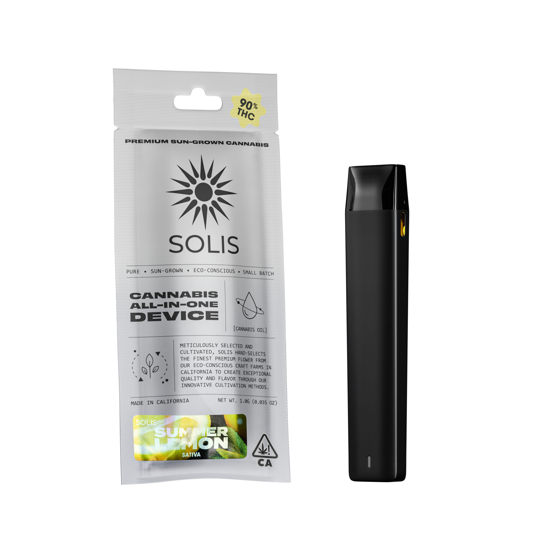 A photograph of Solis All-In-One Vape 1g Sativa Summer Lemon