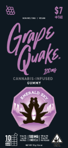 A photograph of Emerald Sky Gummies 1ct 100mg Indica Grape Quake (Register 48pk)