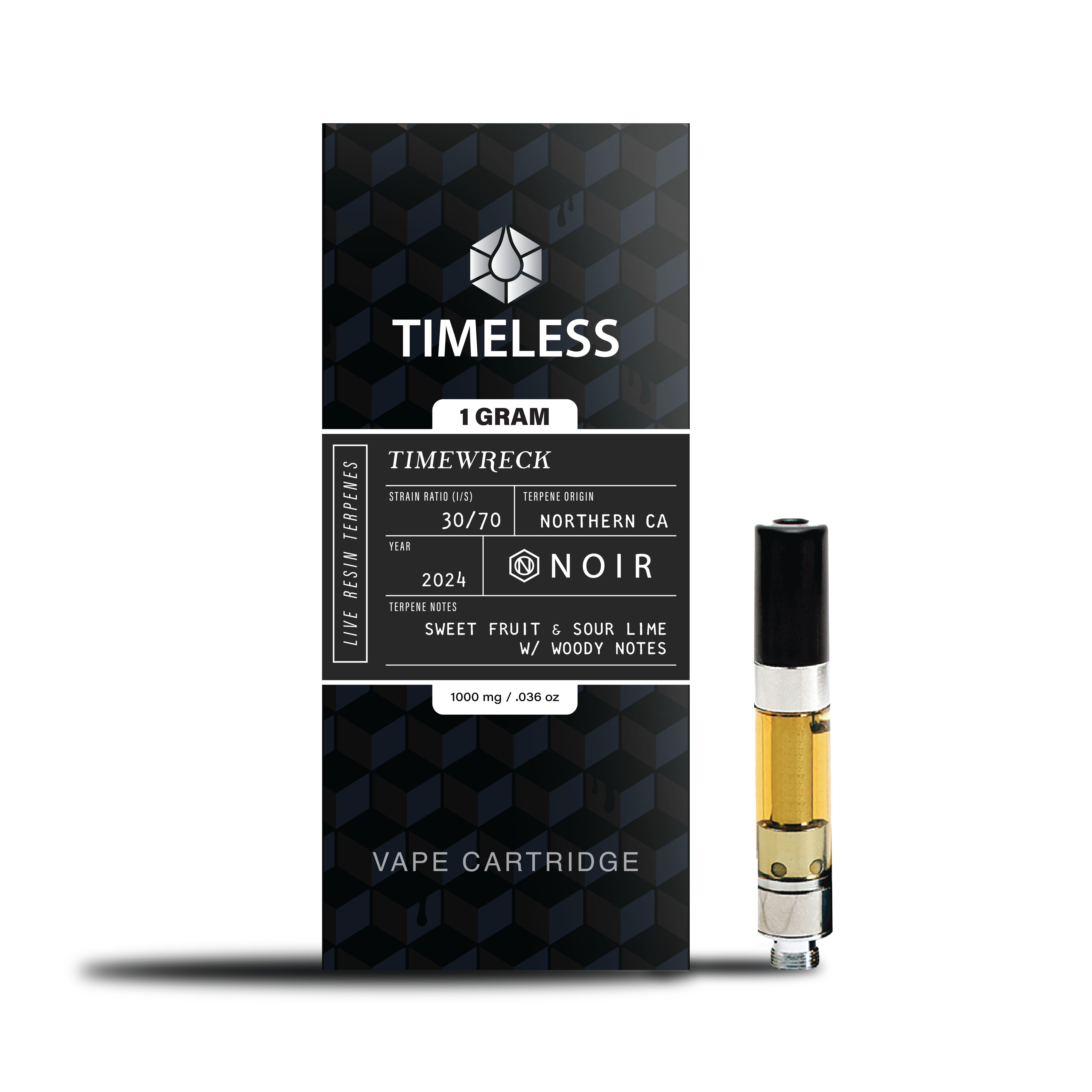 A photograph of Timeless Cartridge (Noir) 1g Timewreck