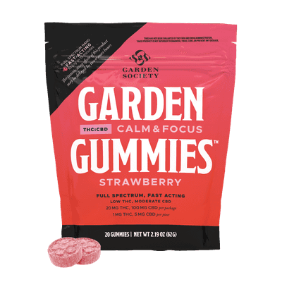 Garden Society Gummy Hybrid Strawberry 1:5 THC:CBD 20mg 20pk