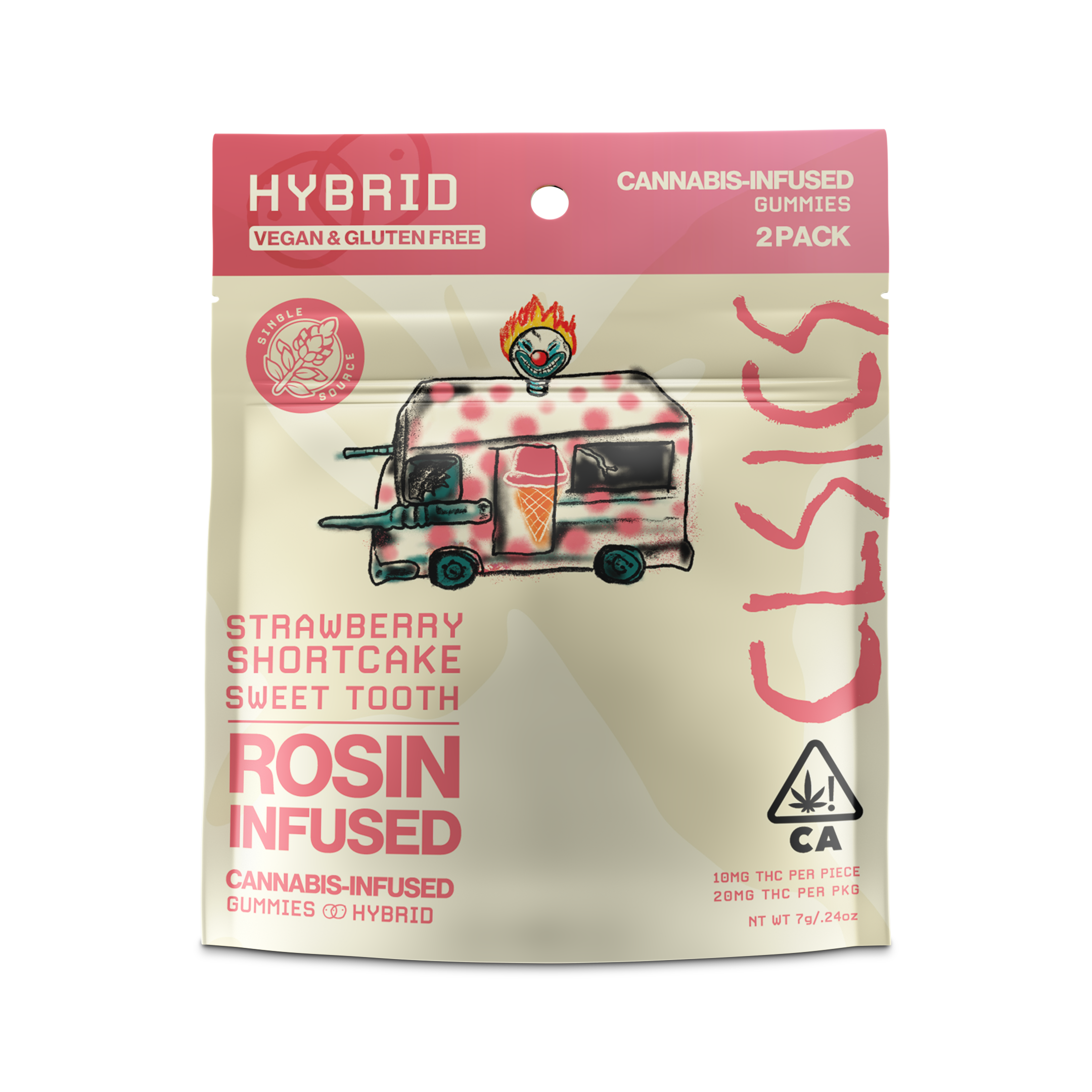 A photograph of CLSICS Live Rosin Gummies Hybrid Strawberry Shortcake Sweet Tooth 2-Piece