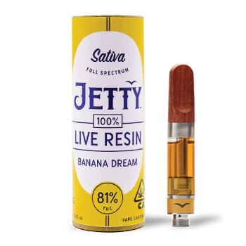 A photograph of Jetty Cartridge 1g Unrefined LR Banana Dream