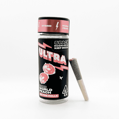 Ultra Live Rosin and Live Resin Preroll 5pk .5g Hybrid World Peach