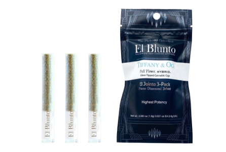 A photograph of El Blunto Diamond Jointo 0.6g Hybrid Tiffany & OG 3pk 1.8g