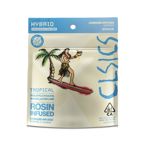 A photograph of CLSICS Live Rosin Gummies Hybrid Tropical 20-Piece