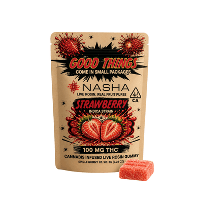 Nasha Live Rosin Single Gummy 100mg Indica 'Strawberry'