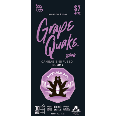 Emerald Sky Gummies 1ct 100mg Indica Grape Quake 48pk