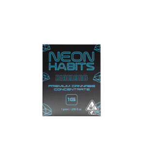 A photograph of Neon Habits Diamonds 1g Indica Galactic Grape