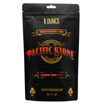 A photograph of Pacific Stone Flower 28.0g Pouch Sativa Starberry Cough (4ct)