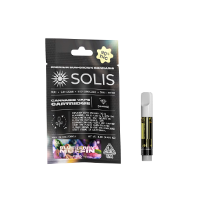 A photograph of Solis Diamond Enhanced Cartridge 1g Hybrid Blueberry Muffin