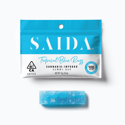 Saida Gummy Bar 100mg Sativa Tropical Blue Razz