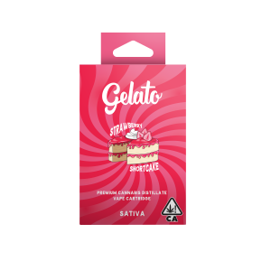 A photograph of Gelato Flavors Cartridge 1g Sativa Strawberry Shortcake