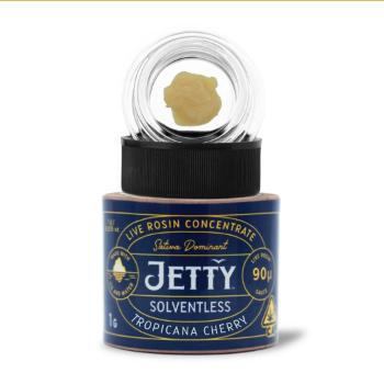 A photograph of Jetty Live Rosin 1g Solventless Tropicana Cherry