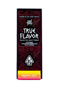 A photograph of Seed Junky True Flavor Cartridge 1g Sativa Pineapple Shotz