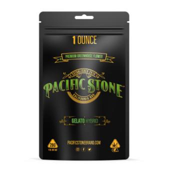 A photograph of Pacific Stone Flower 28.0g Pouch Hybrid Gelato (4ct)