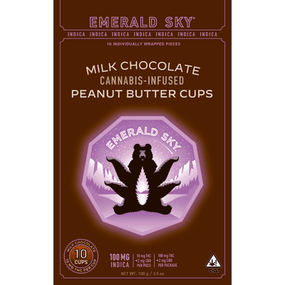 Emerald Sky Peanut Butter Cups 10ct 100mg Indica Milk Chocolate 10ct