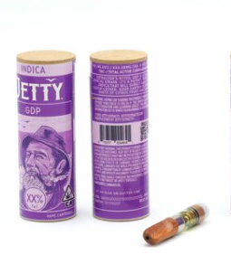 A photograph of Jetty Cartridge 0.5g Granddaddy Purps