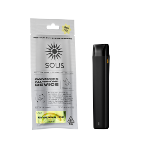 A photograph of Solis All-In-One Vape 1g Indica Banana Ice