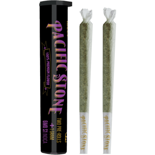 A photograph of Pacific Stone Preroll 0.5g Indica GMO 2-Pack 1.0g