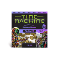 A photograph of Time Machine Flower 1.0g Indica PR OG