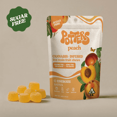 Potters Fruit Chew Sativa Peach 10pk 100mg THC
