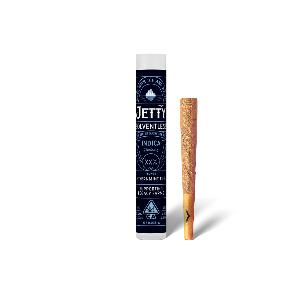 A photograph of Jetty 1g Solventless Preroll Governmint Fuel