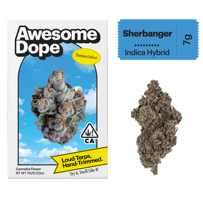 Awesome Dope Indoor Flower 7g Indica Hybrid Sherbanger