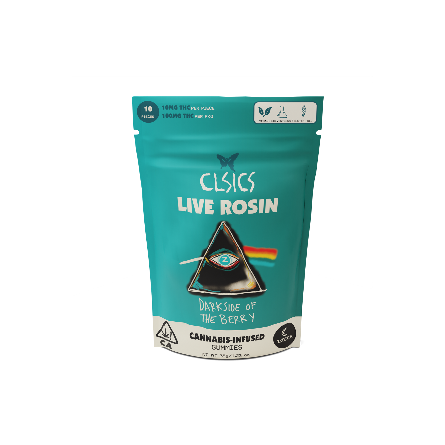 A photograph of CLSICS Live Rosin Gummies Indica Dark Side Of The Berry