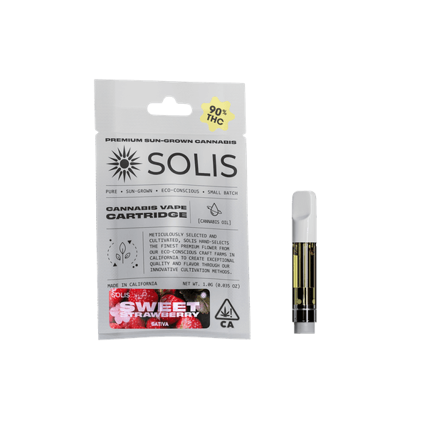 A photograph of Solis Cartridge 1g Sativa Sweet Strawberry