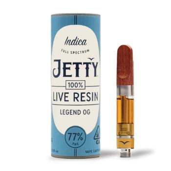 A photograph of Jetty Cartridge 1g Unrefined LR Legend OG