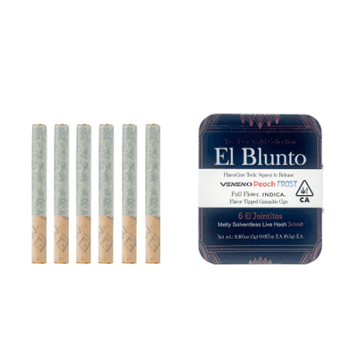 El Blunto FlavorCore Hash Jointito .5g Indica Veneno Peach Frost 6pk 3g 16ct