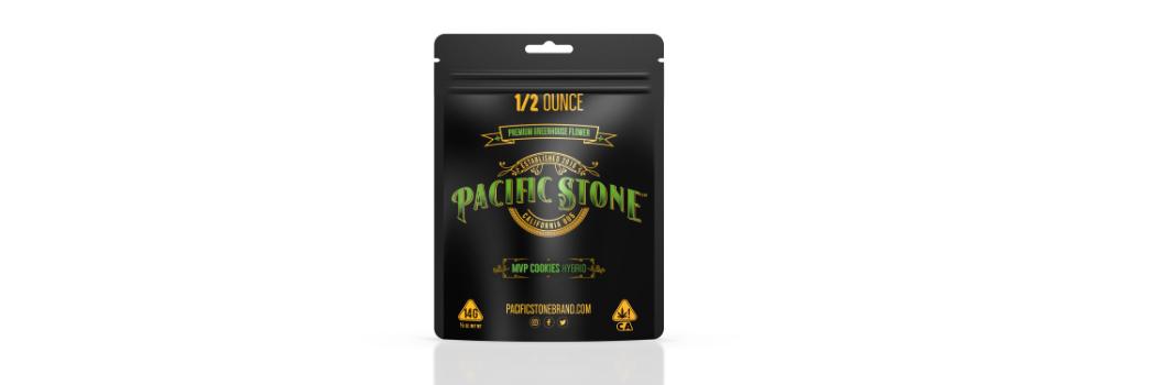 A photograph of Pacific Stone Flower 14.0g Pouch Hybrid MVP Cookies (8ct)