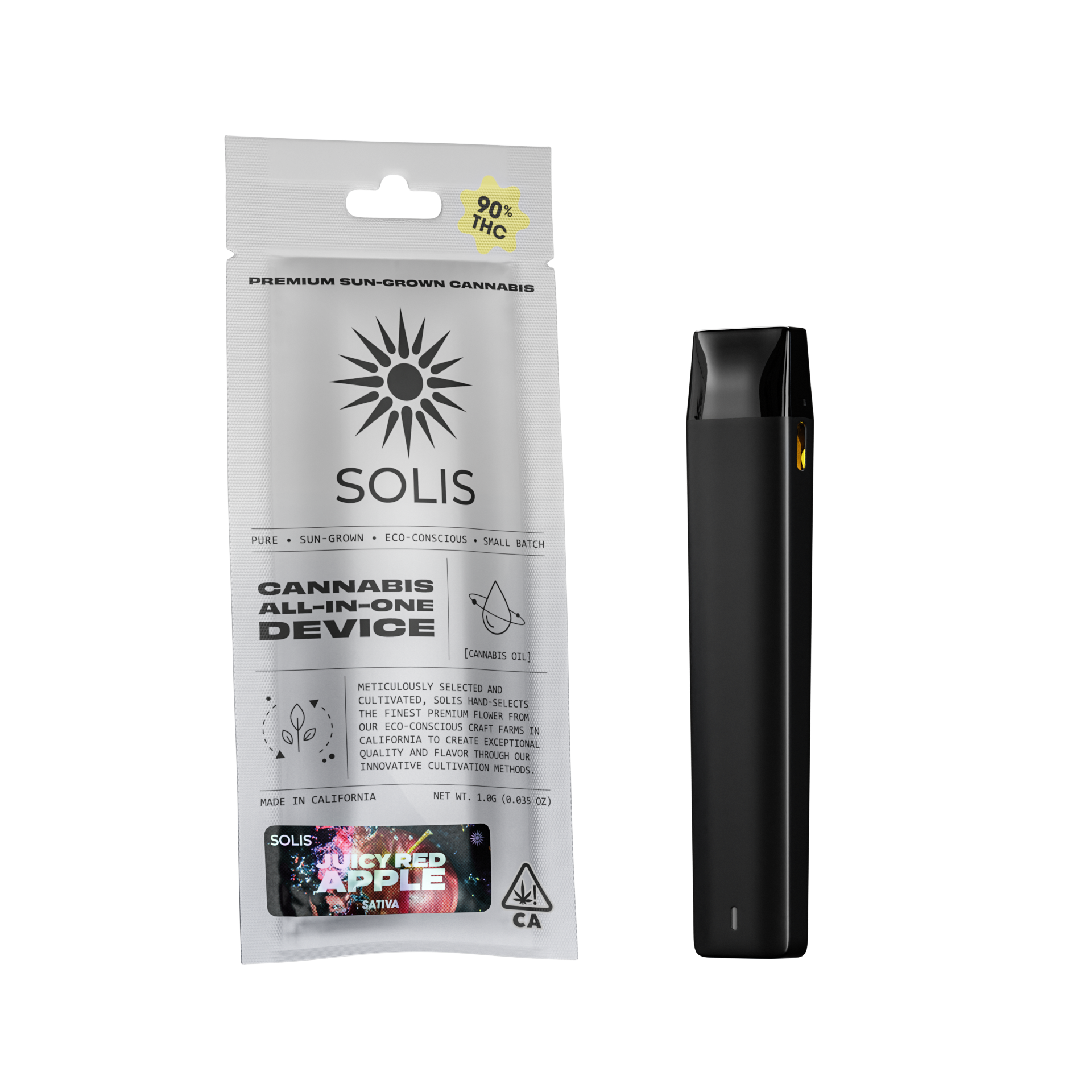 A photograph of Solis All-In-One Vape 1g Sativa Juicy Red Apple