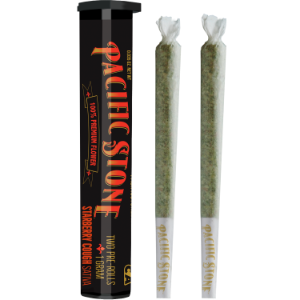 A photograph of Pacific Stone Preroll 0.5g Sativa Starberry Cough 2-Pack 1.0g