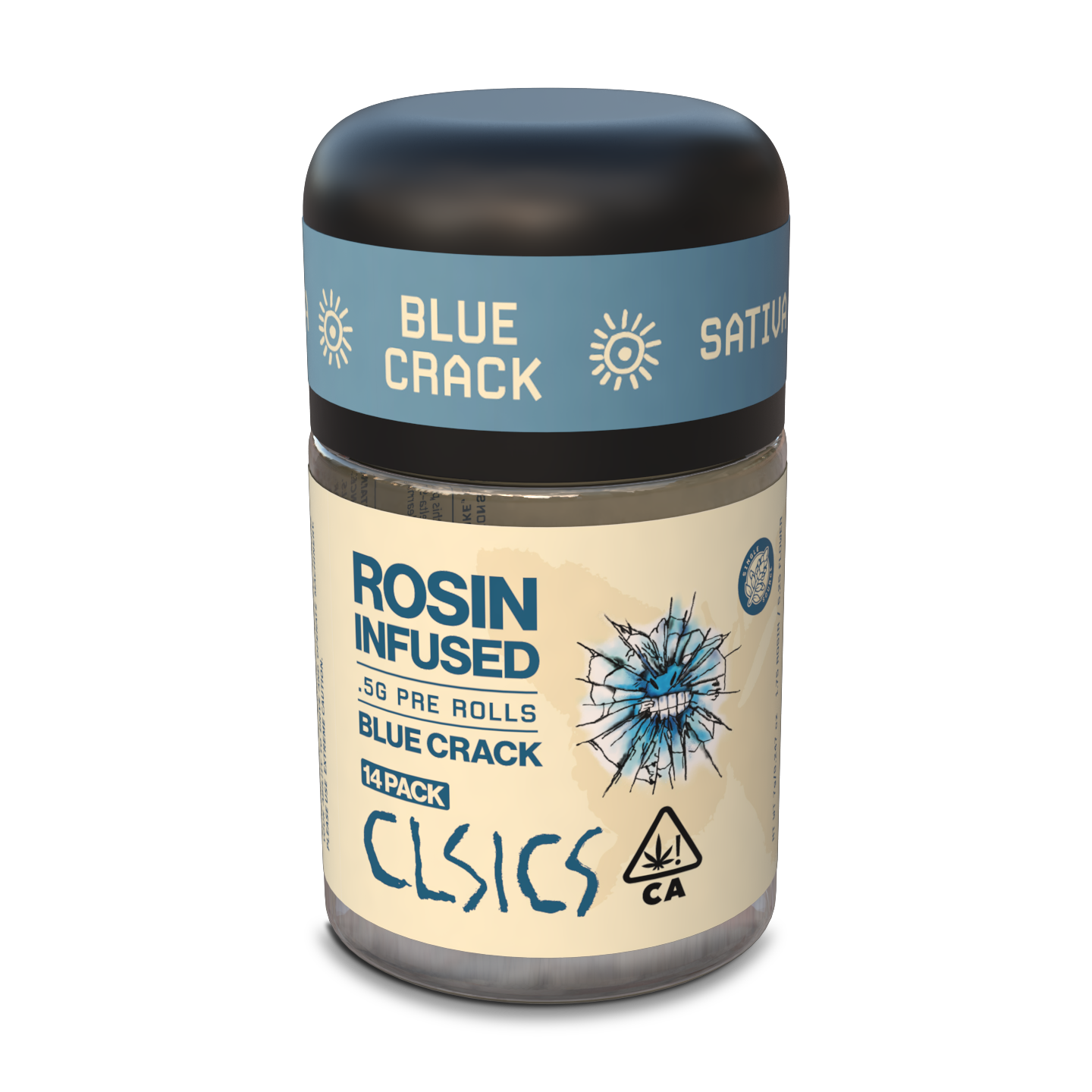 A photograph of CLSICS Rosin Preroll 14pk Sativa Blue Crack